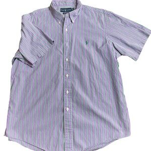 Polo Ralph Lauren Men’s Shirt Sz XL Purple Button Down Striped Custom Fit